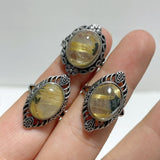 17 Pieces Golden Rutile Quartz Different Styles Ring - Wholesale Crystals