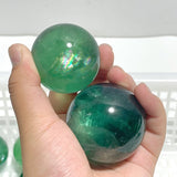 17 Pieces Green Fluorite Spheres With Rainbow - Wholesale Crystals