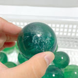 17 Pieces Green Fluorite Spheres With Rainbow - Wholesale Crystals