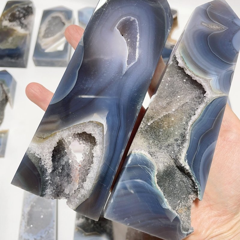 17 Pieces Large Four-sided Druzy Geode Agate Points -Wholesale Crystals