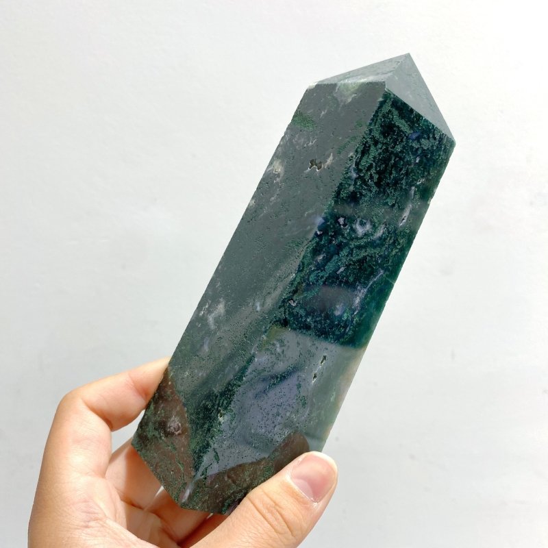 17 Pieces Moss Agate Four - Sided Points - Wholesale Crystals