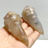 17 Pieces Sakura Flower Agate Crow Skull Carving - Wholesale Crystals