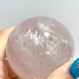 17 Pieces Six Star Line Rose Quartz Eggs With Rainbow - Wholesale Crystals