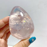 17 Pieces Six Star Line Rose Quartz Eggs With Rainbow - Wholesale Crystals