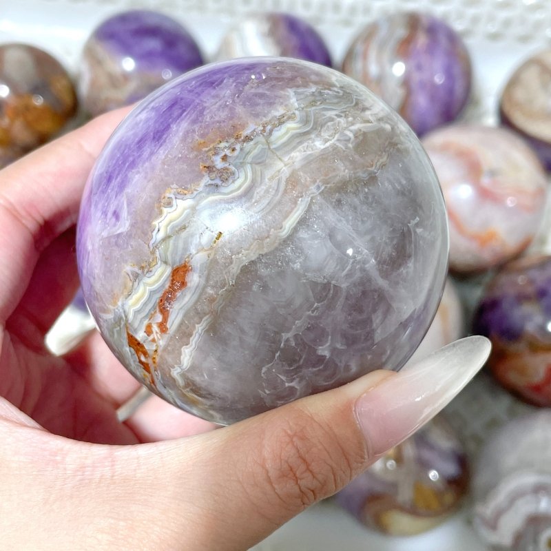 18 Pieces Amethyst Mixed Striped Agate Crystal Spheres - Wholesale Crystals