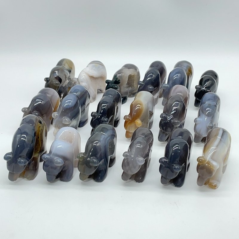 18 Pieces Beautiful Geode Druzy Agate Bear Carving -Wholesale Crystals