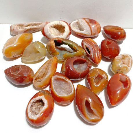 18 Pieces Beautiful Geode Druzy Carnelian - Wholesale Crystals