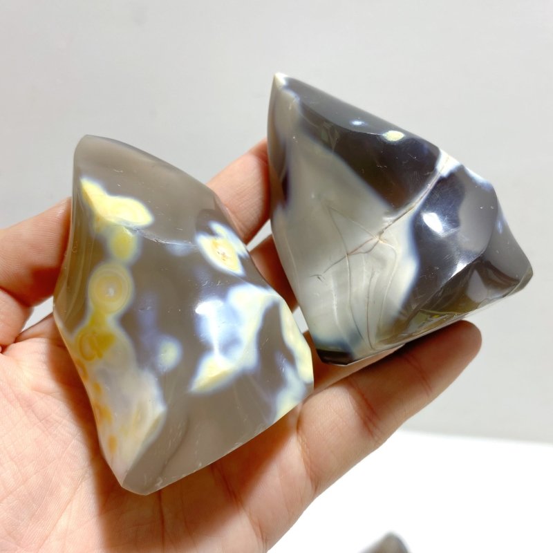 18 Pieces Black Orca Agate Flame Carving 4 - Wholesale Crystals