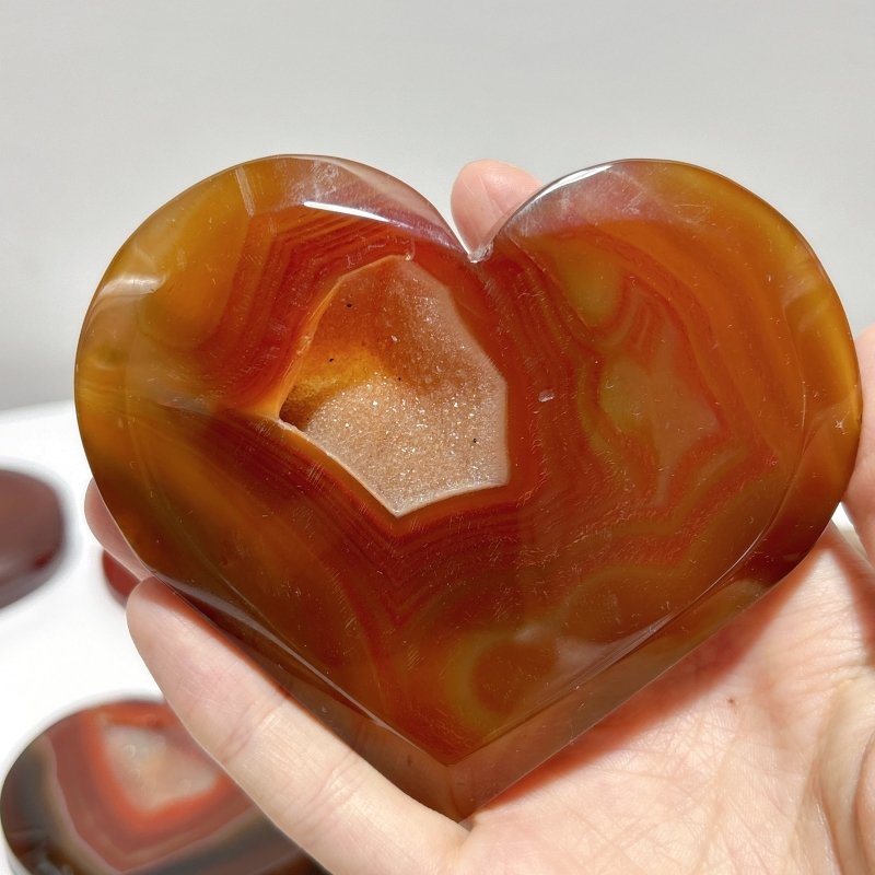 18 Pieces Large Carnelian Druzy Geode Heart - Wholesale Crystals