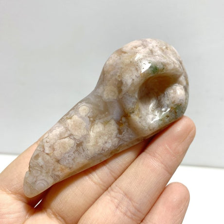 18 Pieces Sakura Flower Agate Crow Skull Carving - Wholesale Crystals