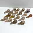 18 Pieces Sakura Flower Agate Crow Skull Carving - Wholesale Crystals