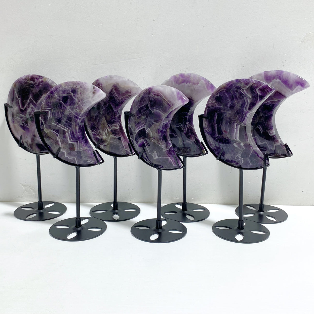 7 Pieces Chevron Amethyst Moon With Stand