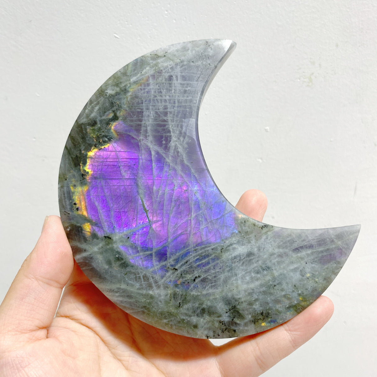 4 Pieces Beautiful Large Labradorite Moon Carving With Stand