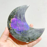 4 Pieces Beautiful Large Labradorite Moon Carving With Stand