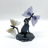 Wholesale Crystal Butterfly Wing Carving with Dog Metal Stand (Mixed Materials)