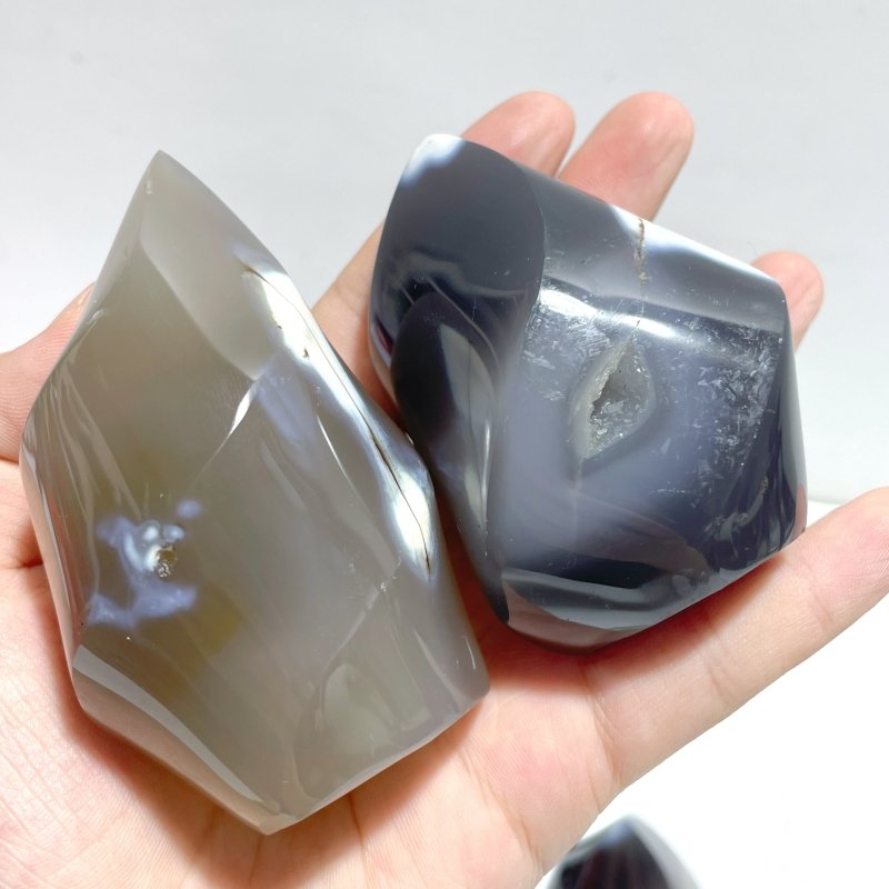 19 Pieces Black Orca Agate Flame Carving 2 - Wholesale Crystals