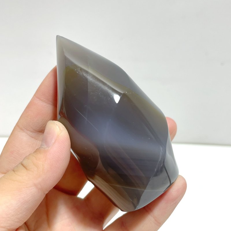 19 Pieces Black Orca Agate Flame Carving 2 - Wholesale Crystals