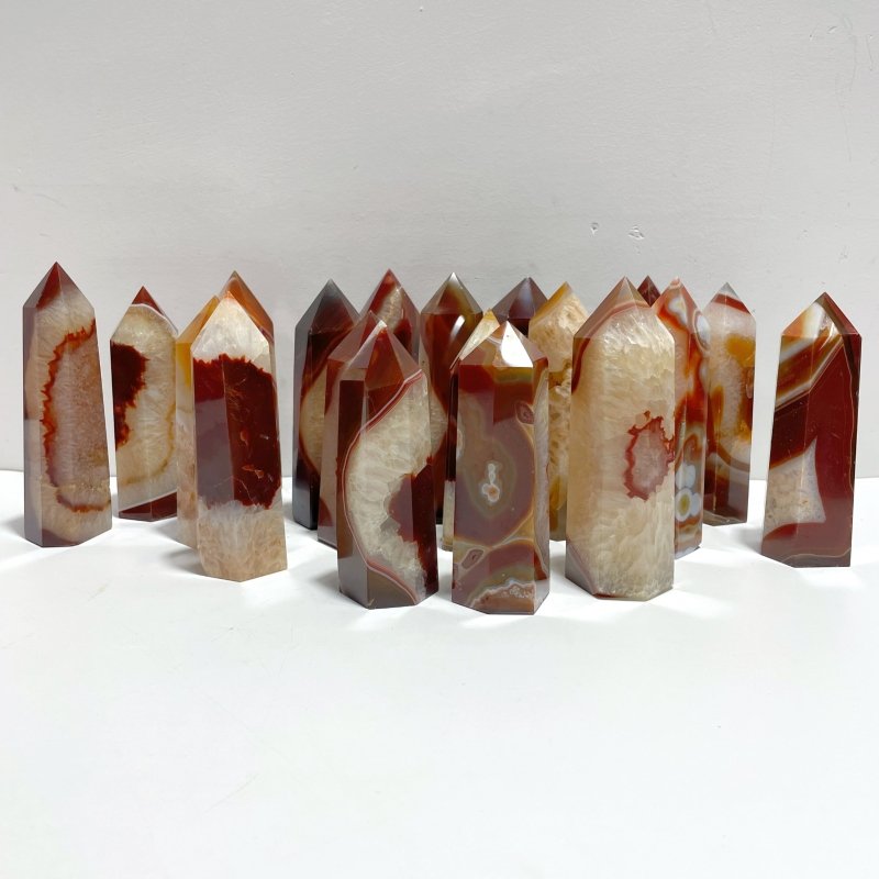 19 Pieces Carnelian Mixed Quartz Tower Point - Wholesale Crystals