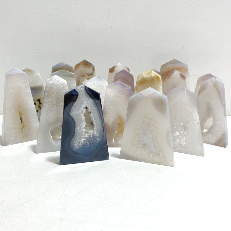 19 Pieces Geode Druzy Agate Four - sided Tower Point - Wholesale Crystals