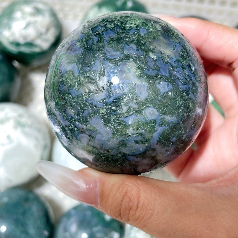 19 Pieces Moss Agate Spheres Clearance - Wholesale Crystals