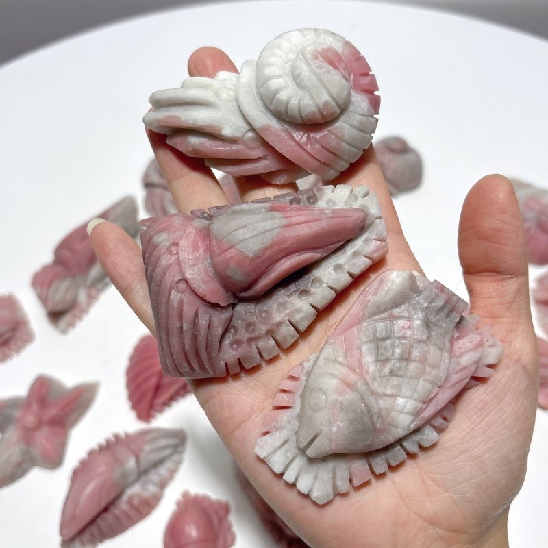 19 Pieces Pink Opal Sea Animals Carving - Wholesale Crystals