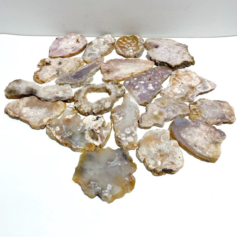19 Pieces Sakura Flower Agate Slab - Wholesale Crystals