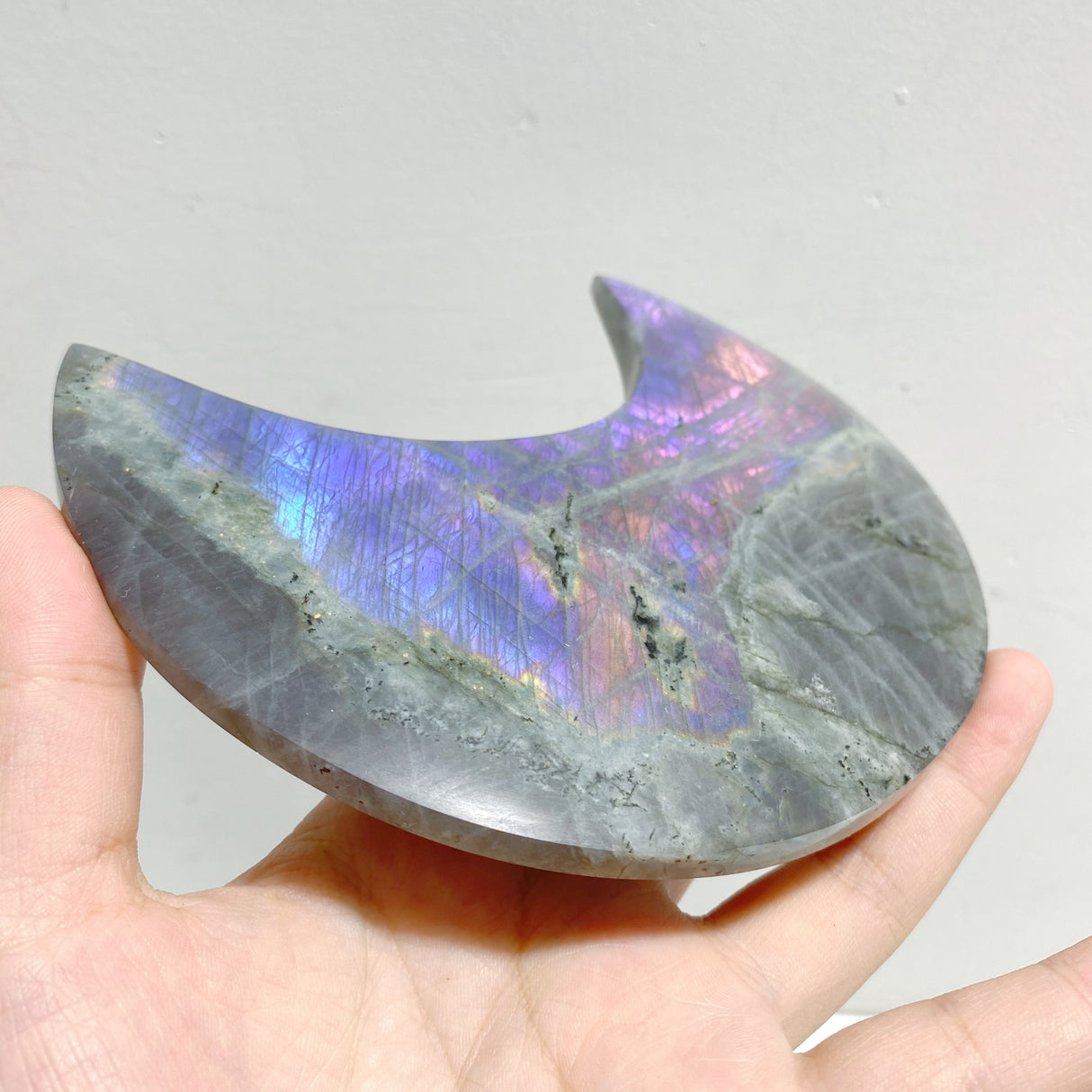 4 Pieces Beautiful Large Labradorite Moon Carving With Stand
