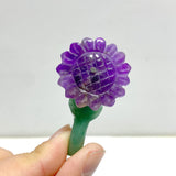 Sunflower-shaped Yellow Jade And Green Aventurine Leaf Carving Wholesale