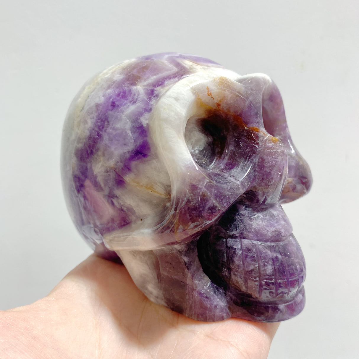 14 Pieces Chevron Amethyst Skull Carving