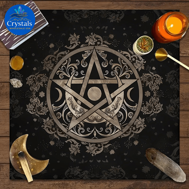 2 Moon Phase Starry Sky Tarot Tablecloth - Wholesale Crystals