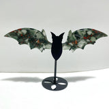 2 Pairs Africa Blood Stone Bat Wing Carving With Stand - Wholesale Crystals