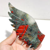 2 Pairs Angel Wing Carving With Stand Africa Blood Stone Morocco Agate - Wholesale Crystals