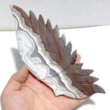 2 Pairs Angel Wing Carving With Stand Africa Blood Stone Morocco Agate - Wholesale Crystals