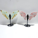 2 Pairs Angel Wing Carving With Stand Pink Opal Caribbean Calcite - Wholesale Crystals