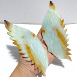 2 Pairs Angel Wing Carving With Stand Pink Opal Caribbean Calcite - Wholesale Crystals
