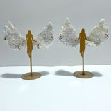 2 Pairs Beautiful Aura Quartz Cluster Angel Wing Carving With Stand - Wholesale Crystals