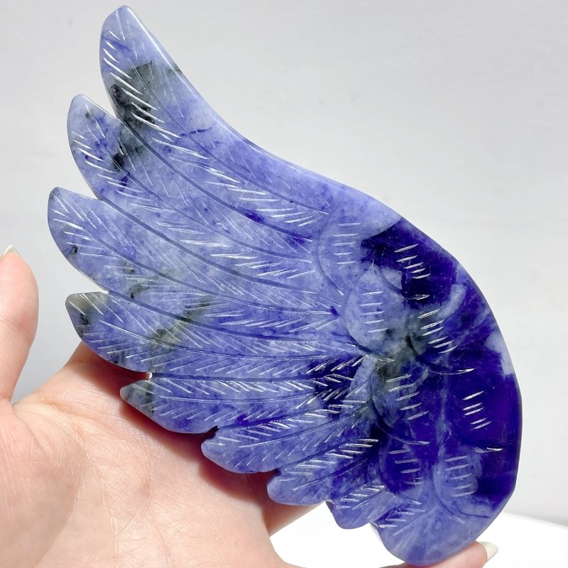 2 Pairs Blue Aventurine Angel Wing Carving With Stand - Wholesale Crystals