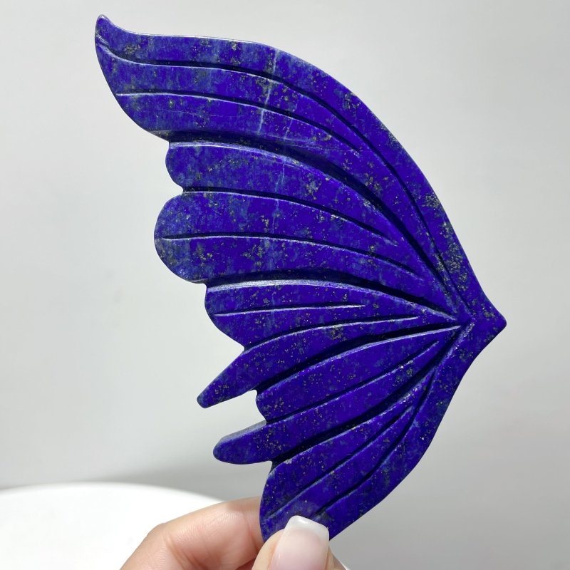 2 Pairs Delicate Lapis Lazuli Butterfly Wing Carving With Stand - Wholesale Crystals