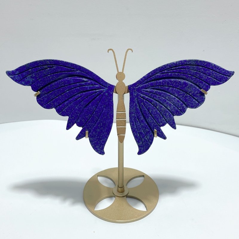 2 Pairs Delicate Lapis Lazuli Butterfly Wing Carving With Stand - Wholesale Crystals