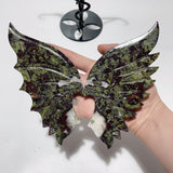 2 Pairs Dragon Blood Stone Demon And Angel Wing Carving With Stand - Wholesale Crystals