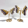 2 Pairs Fluorite Mixed Pyrite Butterfly Wing With Stand 3 - Wholesale Crystals