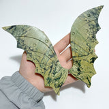 2 Pairs Flying Dragon Wing With Stand Grey Calcite Green Jade - Wholesale Crystals