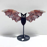 2 Pairs Morocco Agate Owl Wing Carving With Stand - Wholesale Crystals