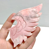 2 Pairs Pink Opal Demon Angel Wing Carving With Stand - Wholesale Crystals