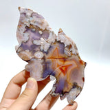 2 Pairs Sakura Flower Agate Butterfly Wing Carving With Stand - Wholesale Crystals