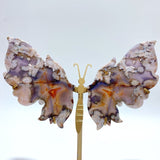 2 Pairs Sakura Flower Agate Butterfly Wing Carving With Stand - Wholesale Crystals