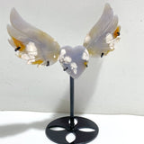 2 Pairs Sakura Flower Agate Heart Wing Carving With Stand -Wholesale Crystals
