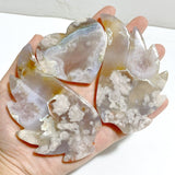 2 Pairs Sakura Flower Agate Heart Wing Carving With Stand -Wholesale Crystals