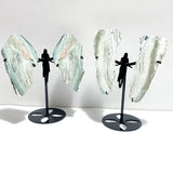 2 Pairs Stripe Moss Agate Slab Angel Wing With Stand - Wholesale Crystals