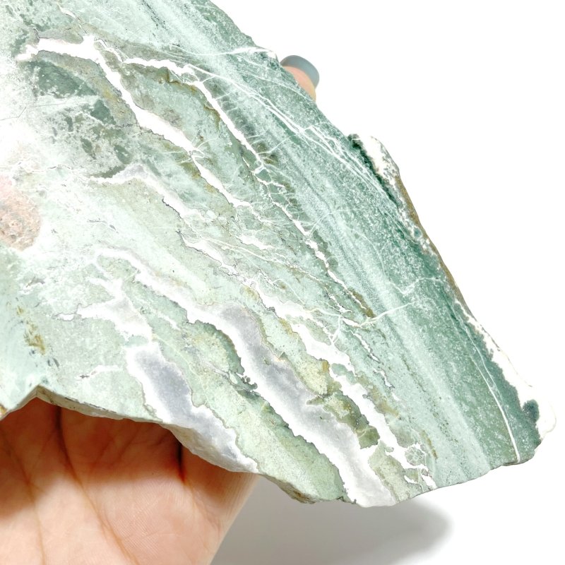 2 Pairs Stripe Moss Agate Slab Angel Wing With Stand - Wholesale Crystals